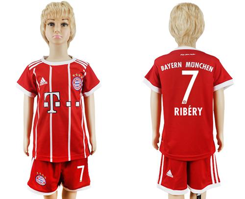 Bayern Munchen #7 Ribery Home Kid Soccer Club Jersey